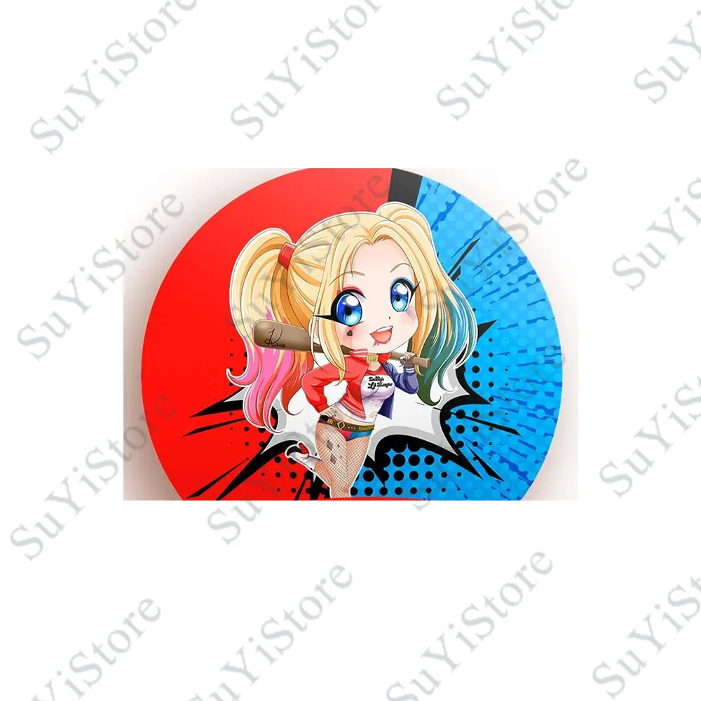 Harley Quinn Round Photo Backdrop Girls Birthday Party Decoration Custom Circle Photography Red Blue Background Plinth Covers