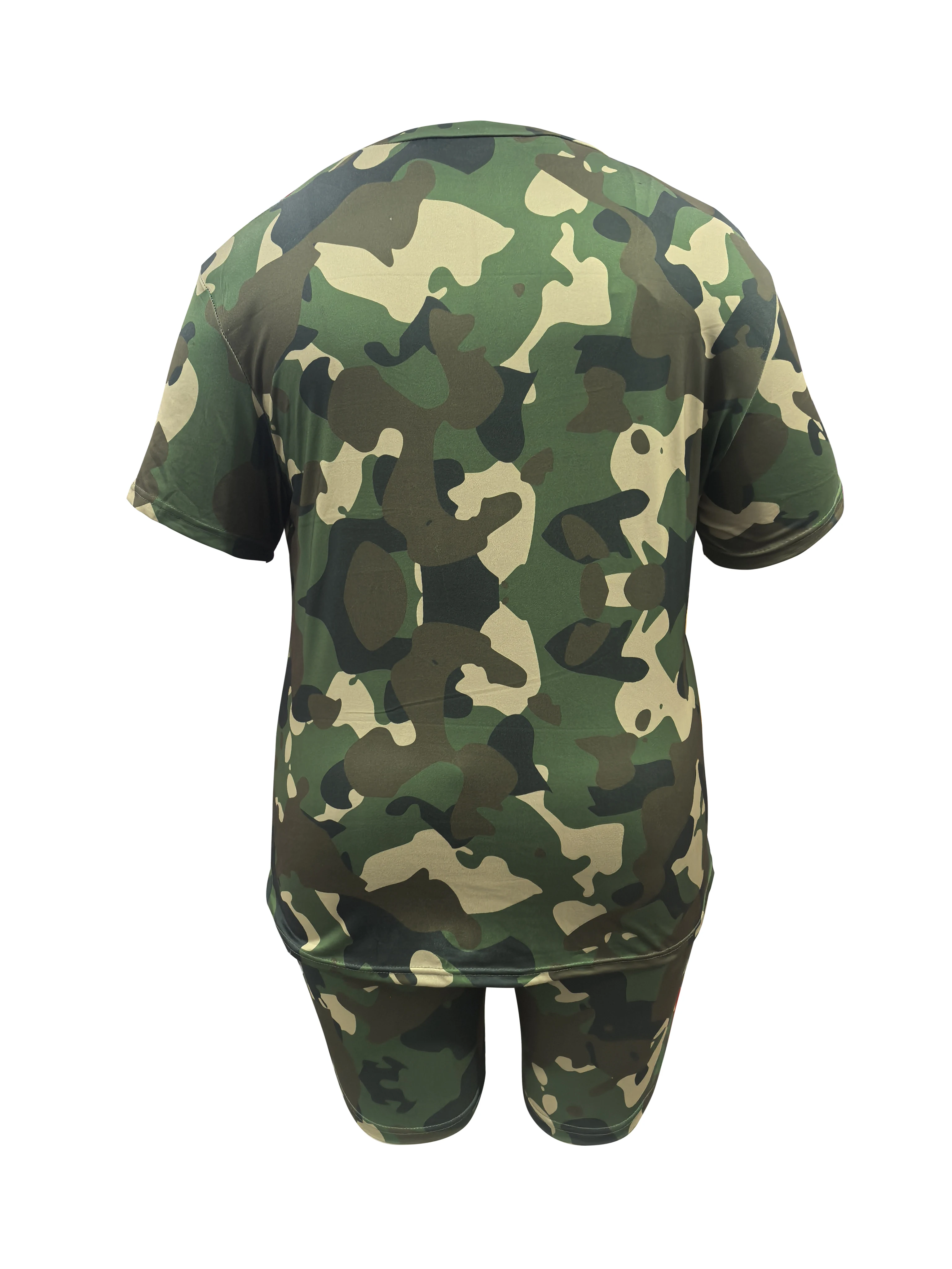 Casual set met korte mouwen en shorts voor dames: camouflageprint voor vrije tijd, buiten- en dagelijks gebruik