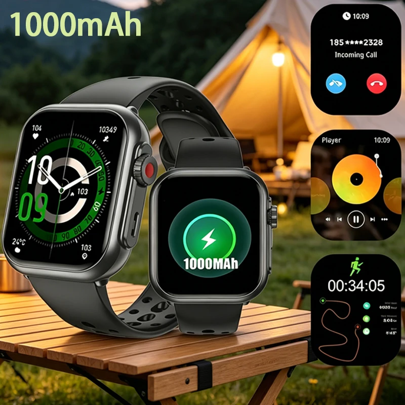 

Смарт-часы с супердолгим временем работы 1000 мА, для мужчин, для занятий спортом на открытом воздухе, фитнес-часы, водонепроницаемые, с функцией звонков, для женщин, в подарок