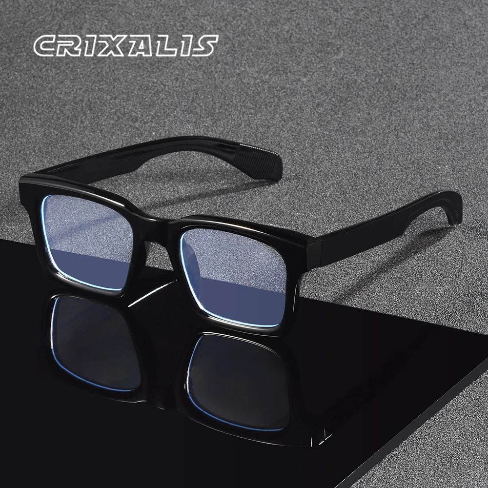 CRIXALIS Quadratische Anti-Blaulicht-Brille für Damen und Herren, schwarzer Rahmen, natürliche Schönheit, Artefakt-Brille, Computer-Brille
