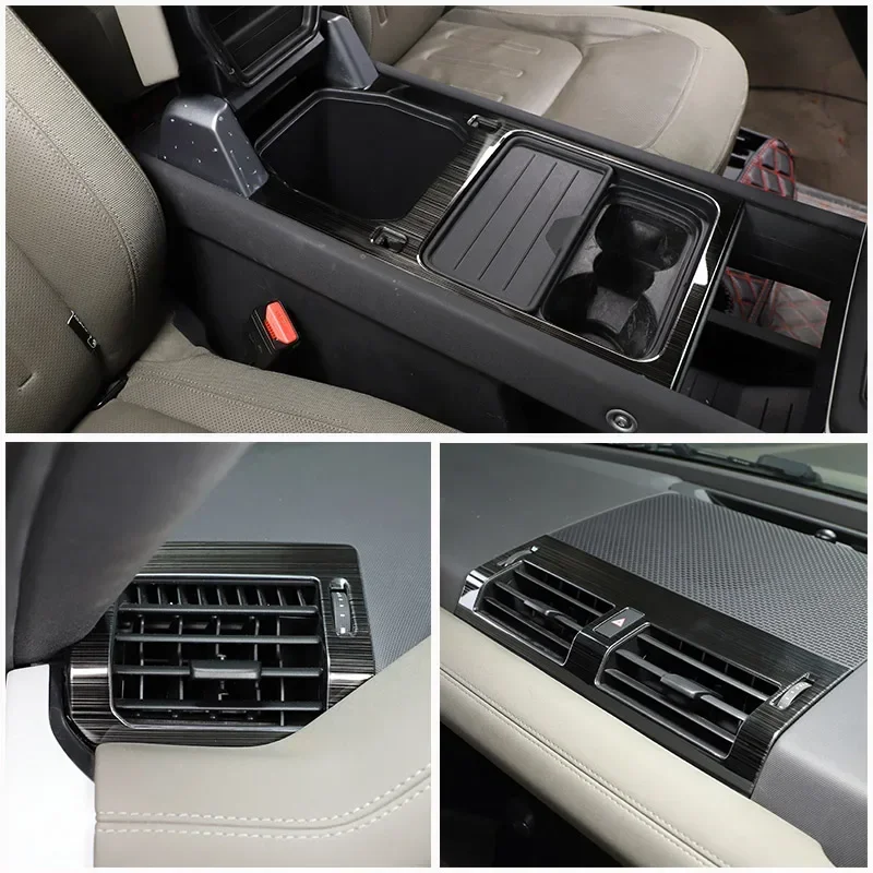

For Land Rover Defender 90 110 130 20-24 Stainless Car Central Armrest Box Storage Box Panel AC Vent Frame Cover Car Accessories