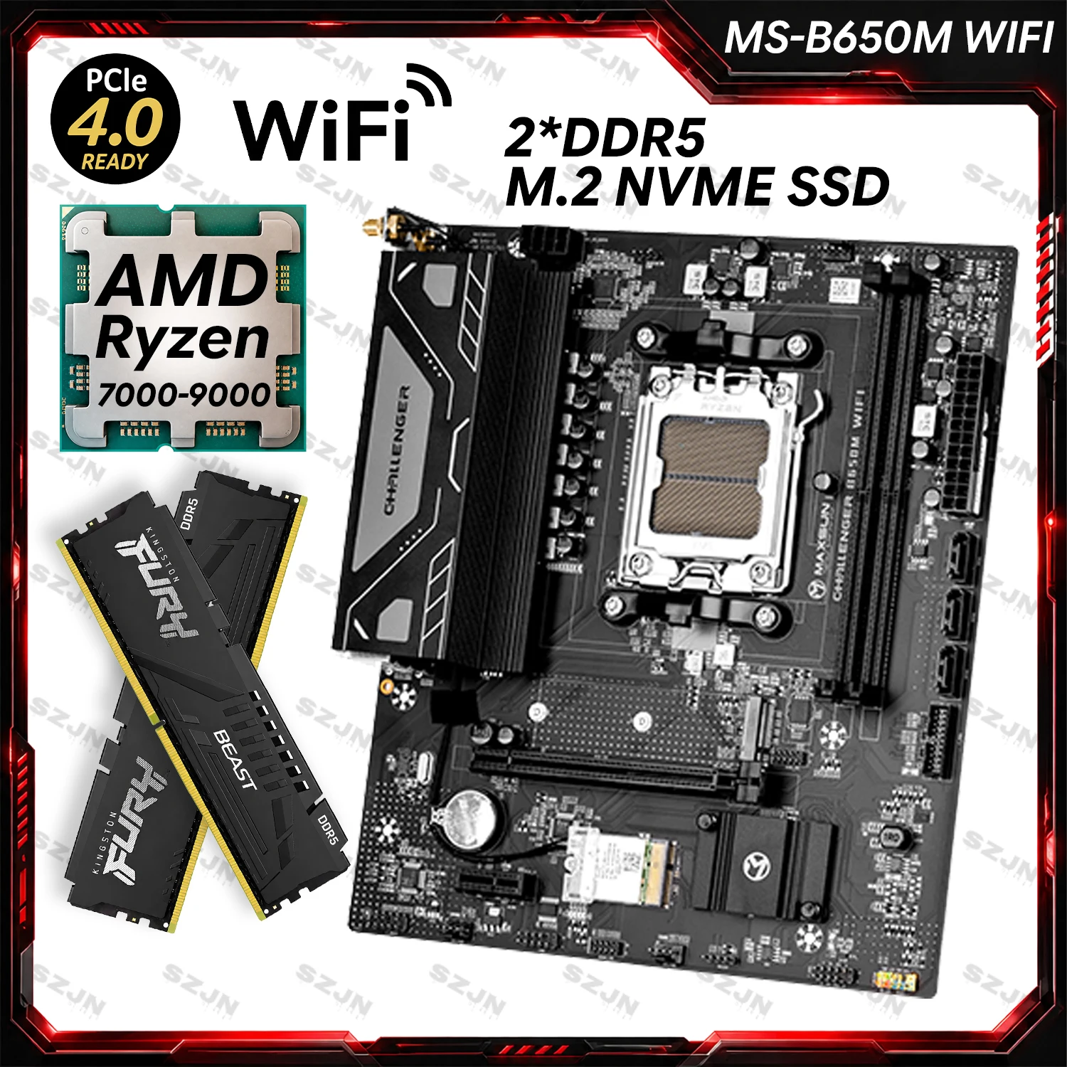 Maxsun B650M Motherboard Set With Ryzen 7000-9000 AM5 Socket Support DDR5 Dual Channel Onboard WIFI RTL8821CE Multiple Option