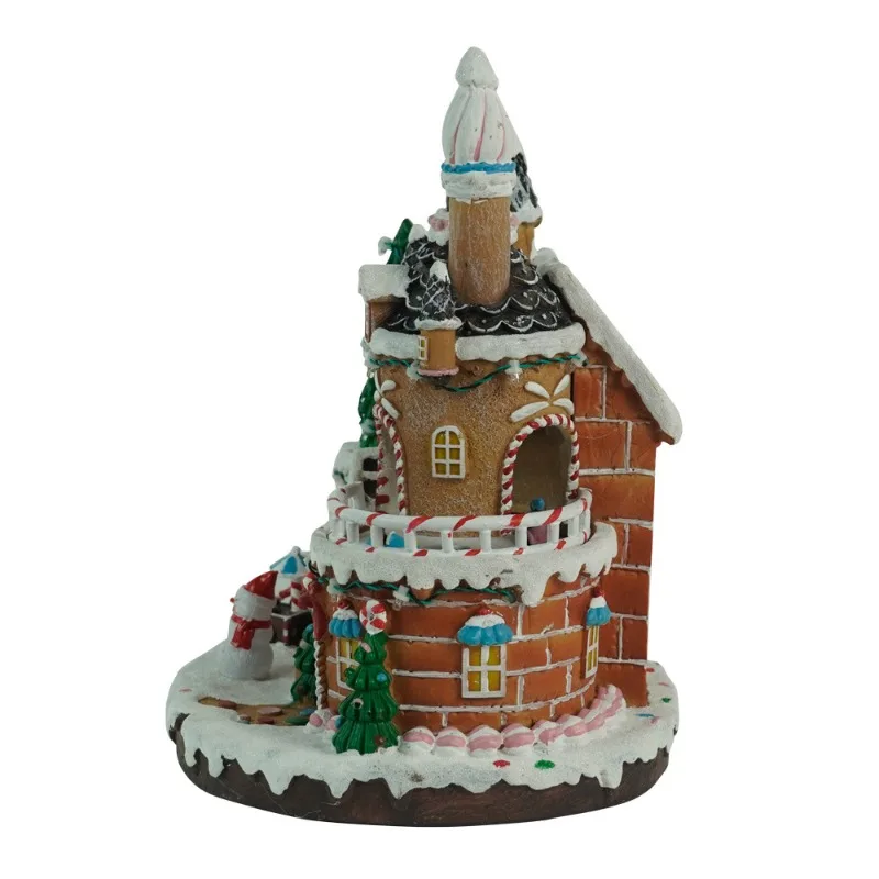 Colorful Light Christmas Gingerbread Candy Music House Crafts Gift Box, Desktop Ornaments