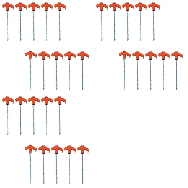 L71A 30X Orange Screw-Type Tent Spikes, Tent Spikes, Metal Threaded Tent Spikes, Heavy-Duty Tent Spikes