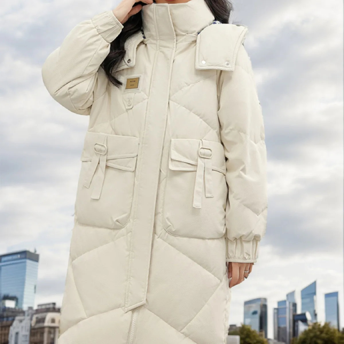 2024 Winter Women\'s Long Parkas Coats Female Detachable Hat 2 Pocket Cotton Jacket Women\'s Thicken Warm Jacket Women\'s Clothing