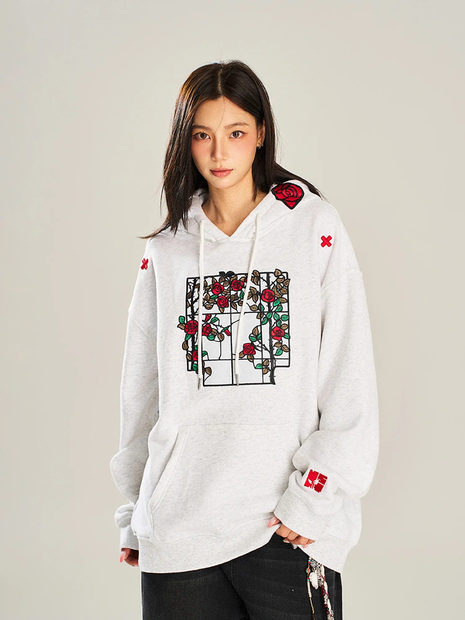 

NSTNEW START Sprouting Plan Desert Rose Retro Loose Casual Hoodie Versatile Comfortable Long Sve Cotton Polyester Sweatirt