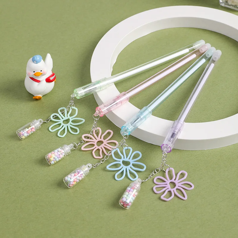 6 Pcs Stationery Cute Drifting Bottle Pendant Gel Pen School Office Supplies Creative Sweet Lovely Erasable Pen