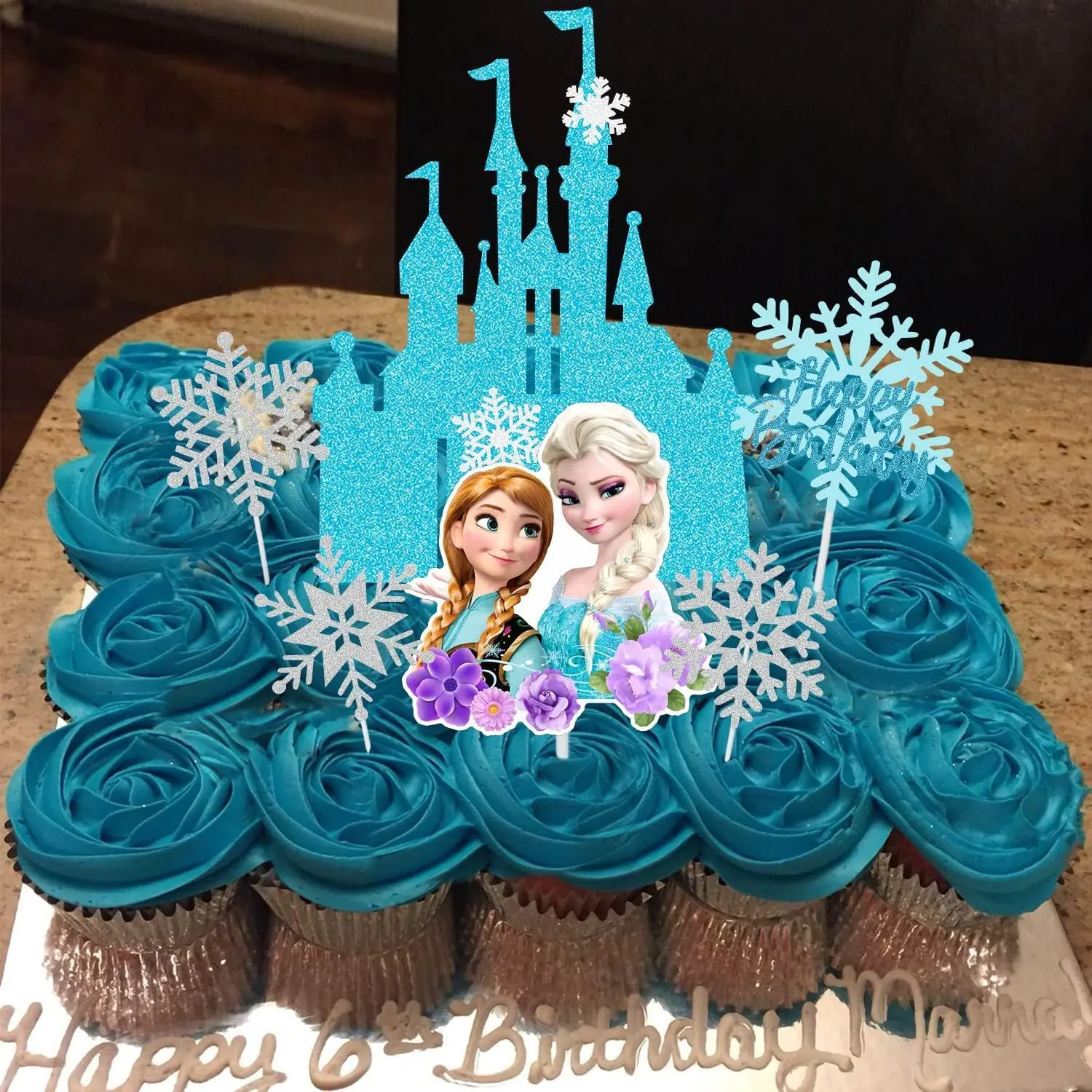 فروزن إلسا آنا الأميرة كعكة الديكور القلعة الثلوج موضوع حفلة عيد ميلاد كعكة توبر للأطفال زينة حفلة عيد ميلاد