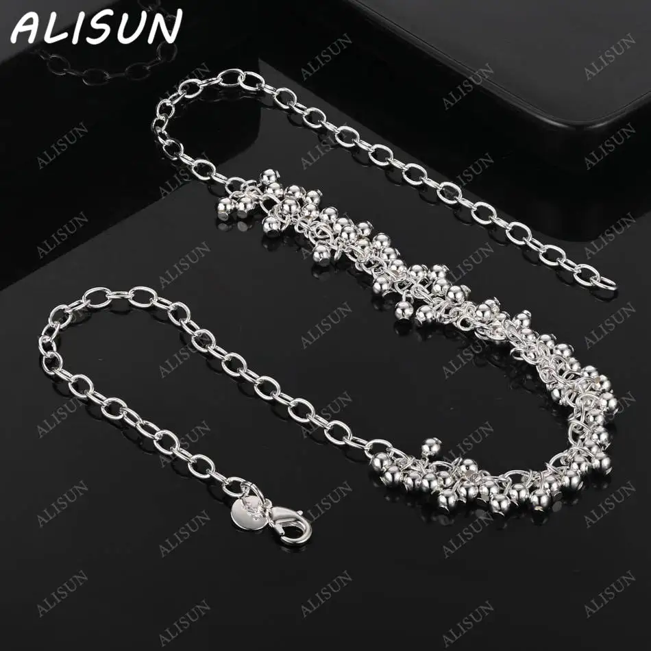

ALISUN 925 Sterling Silver 45cm Grape Beaded Necklace For Women Creativity Gifts Street All-match Party And Daily Wear
