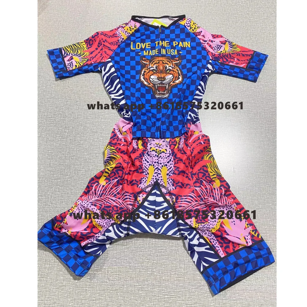Love The Pain 2022 New Women Cycling Short Sleeve Bike Monkeys Tiger Pattern Skinsuit Roupa Feminina Road MTB bicycle Clothing