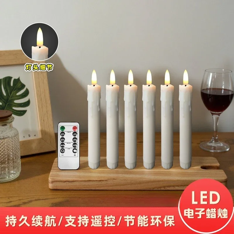 LED electronic candle light remote control plastic short rod teardrop head wax simulation candle light restaurant birthday