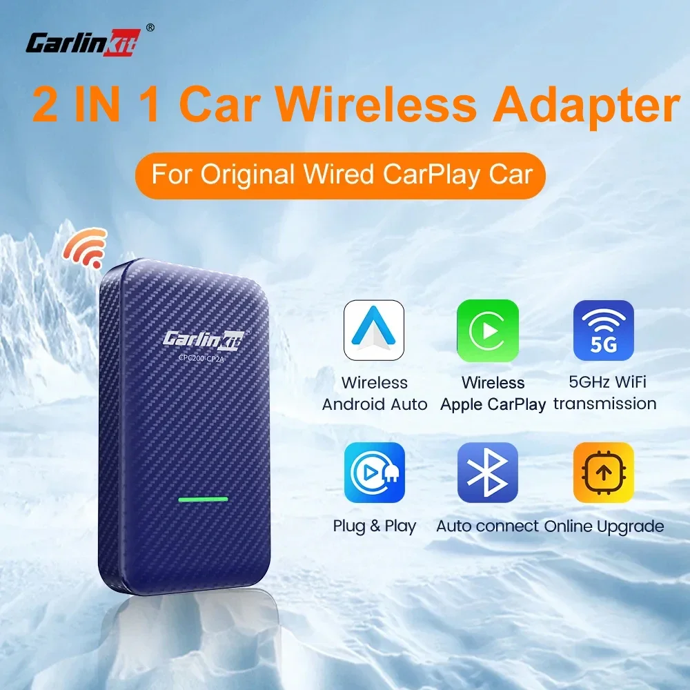 

CarlinKit 2-In-1 Wireless Android Auto & CarPlay Wireless USB Adapter Auto-Connect Online Upgrade Smart Car Box CarlinKit 5.0 &4