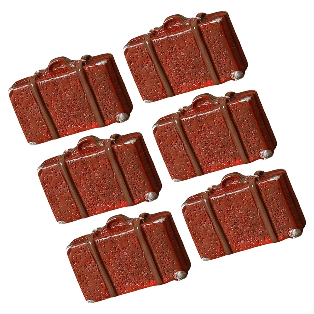 6 Pcs House Mini Luggage Toy Suitcase Dollhouse Miniature Resin Furniture for Dolls Travel