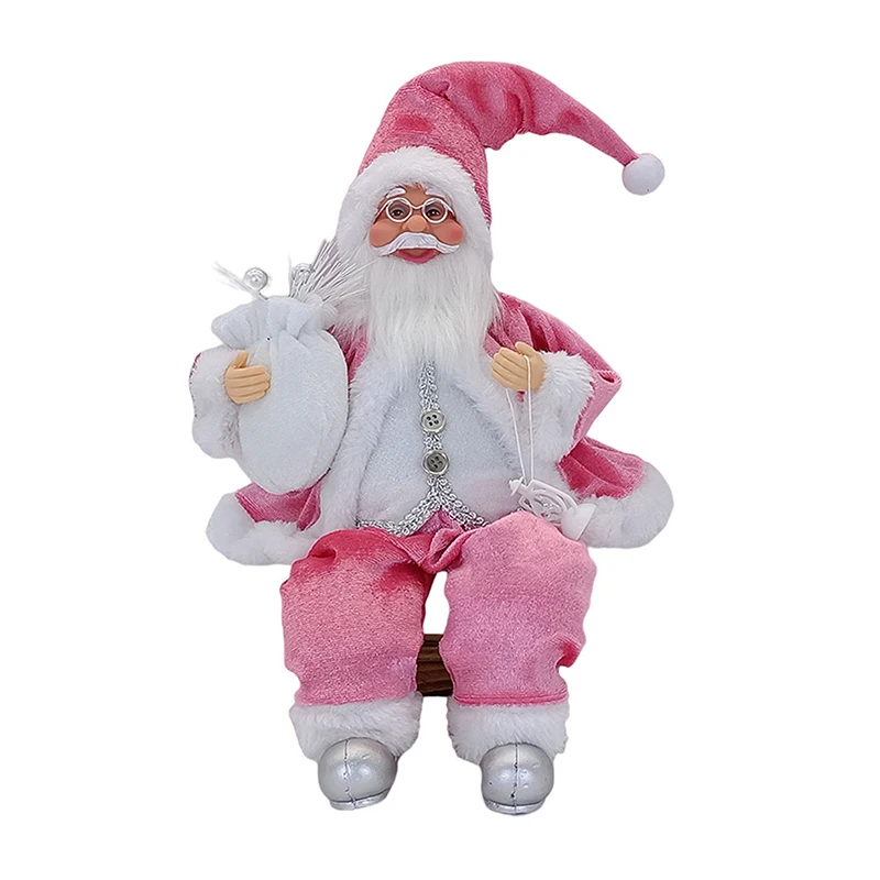 14-inch Santa Claus Figure Sitting Santa Doll Hanging Xmas Tree Ornaments Window Christmas Party Decor Christmas Supplies Gift