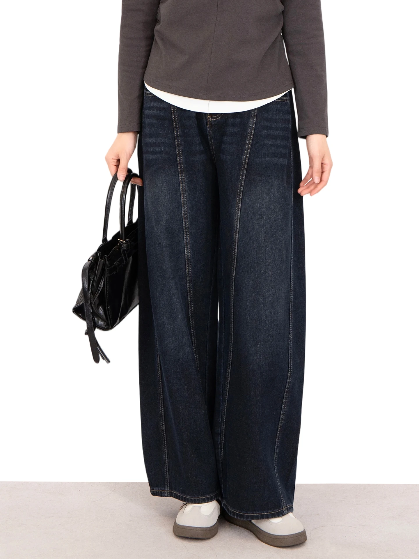 

Джинсы больших размеров с высокой талией, вышивкой и широкими штанинами, прямого кроя, машинная стирка, весна-лето-осень-зима