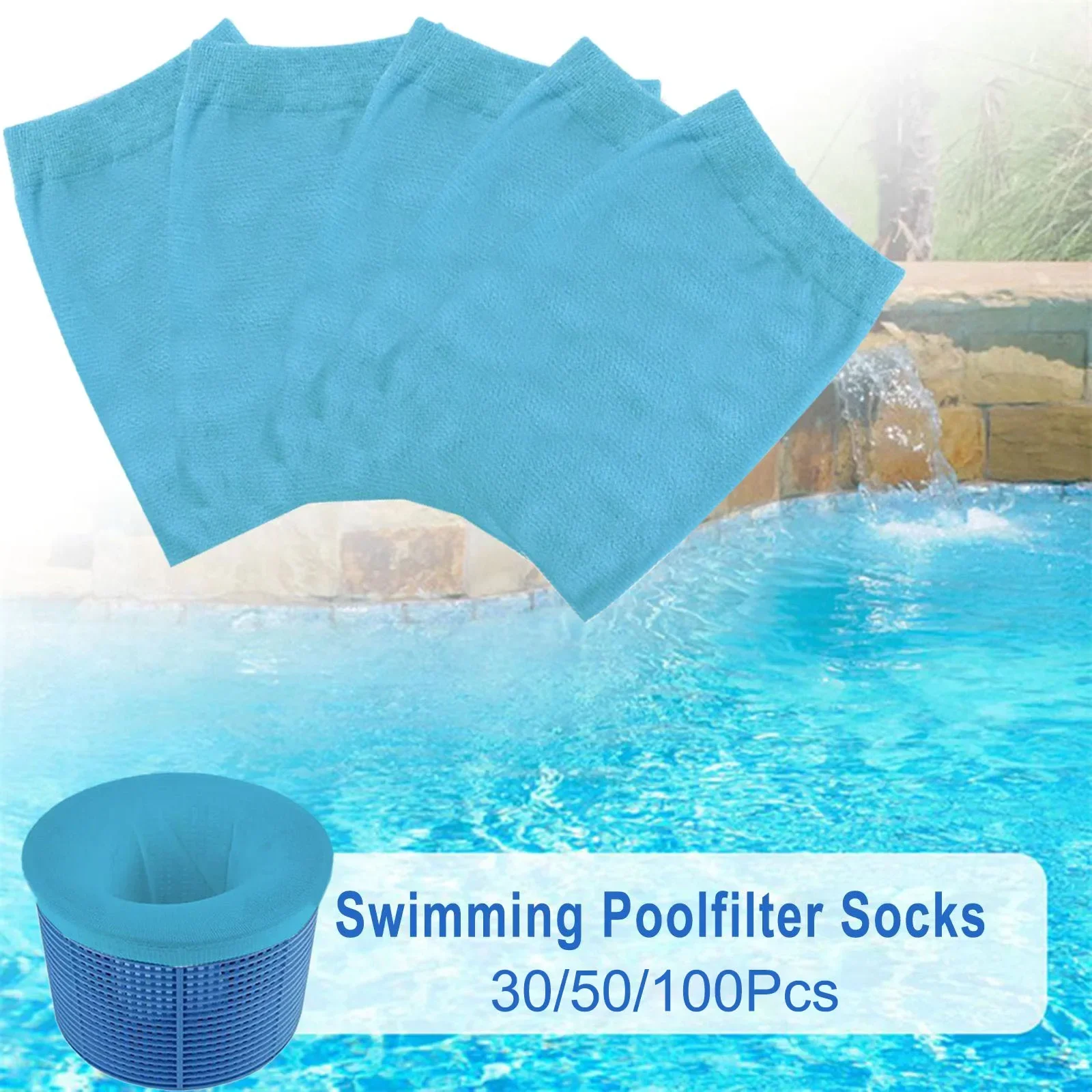 30/50/100pcs Pool Filter Skimmer Socks Pool Skimmer Replacements Reservoir Elastic Pool Filters Sock Water Sports Swimming Parts