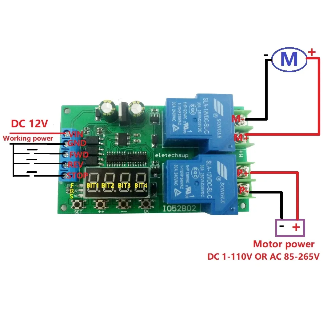 

12V 30A Multifunction DC AC Motor Controller Relay Board Forward Reverse Control Automatic Delay Module