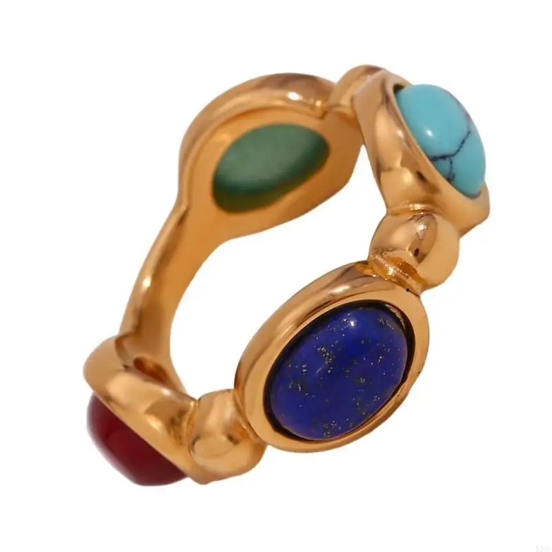

Artistics Women's Rings Sturdy Stainless Steel with Natural Stone Agate