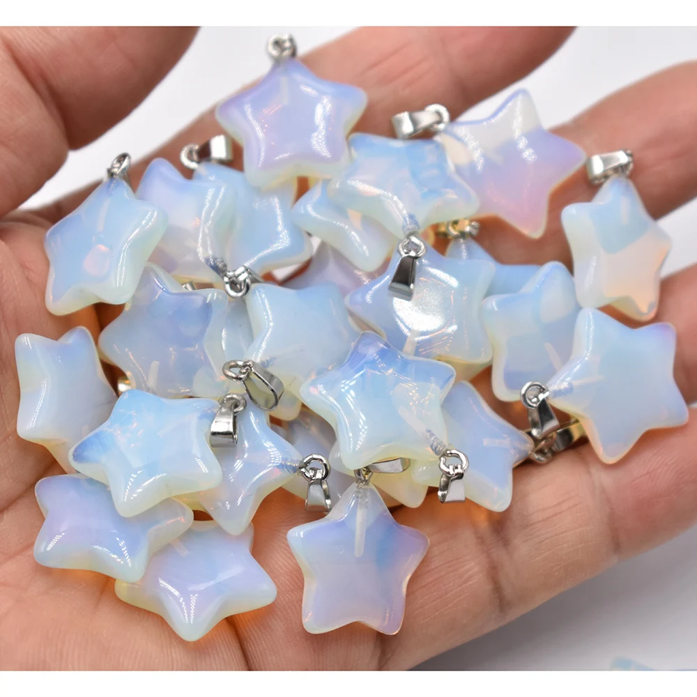 Hot selling fashion Assorted natural stone mixed star charms pendants for DIY jewelry making 50pcs/lot Wholesale free shipping