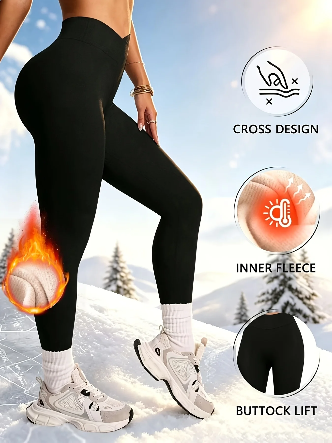 Ladies warm leggings with velvet in autumn and winter, cross tight-fitting feet pants-leggings-can be worn daily with snow boots