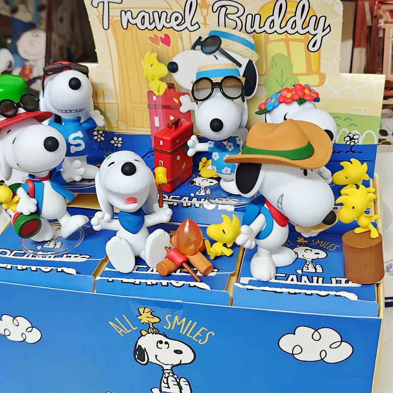 

Арахис аниме Snoopy Travel Partner Series слепая коробка Kawaii фигурка настольный декор орнамент Коллекционная игрушка в подарок