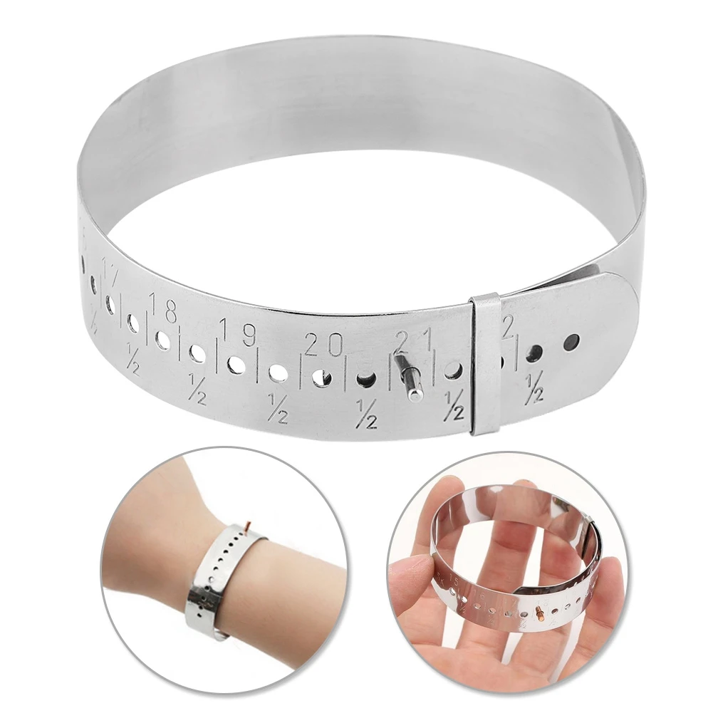 Stainless Steel Wrist Sizing Gauge 15-23cm Adjustable Bracelet Measuring Tool Watchmaker DIY Handmade Jewelry Craft Supply