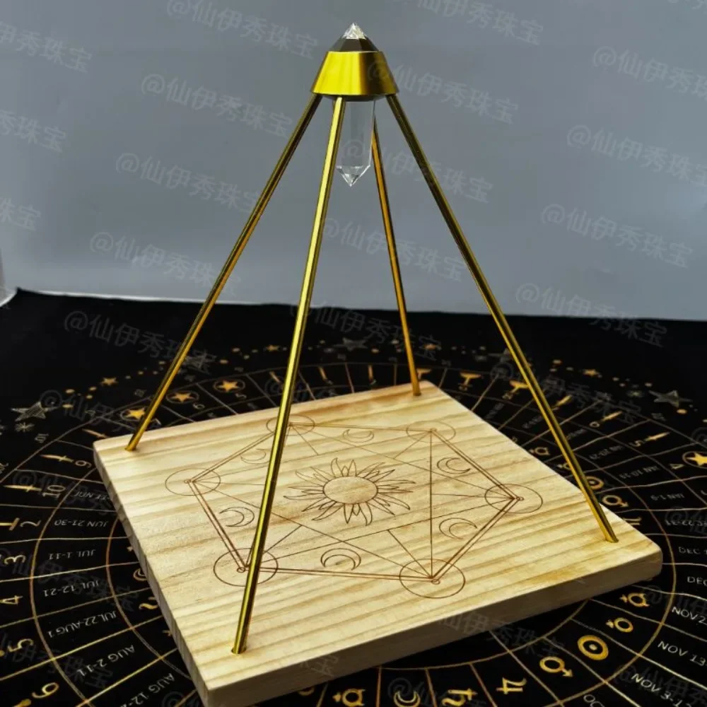 Wooden Crystal Display Stand Living Room Decoration Base Alloy Bracket Figurines Creative Design Pyramid Ornament Home Decor