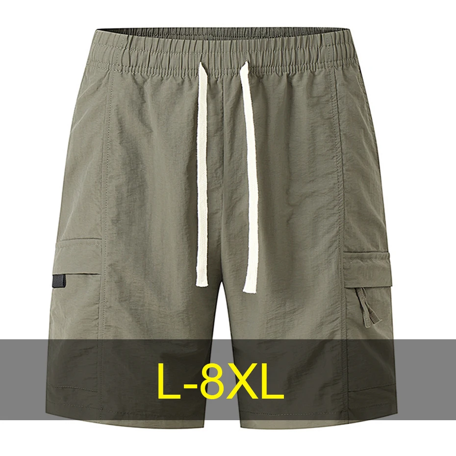 

8XL Plus Size Shorts Men Summer Shorts Breathable Fashion Casual Solid Color Shorts Male Short Pants Elastic Waist Big Size