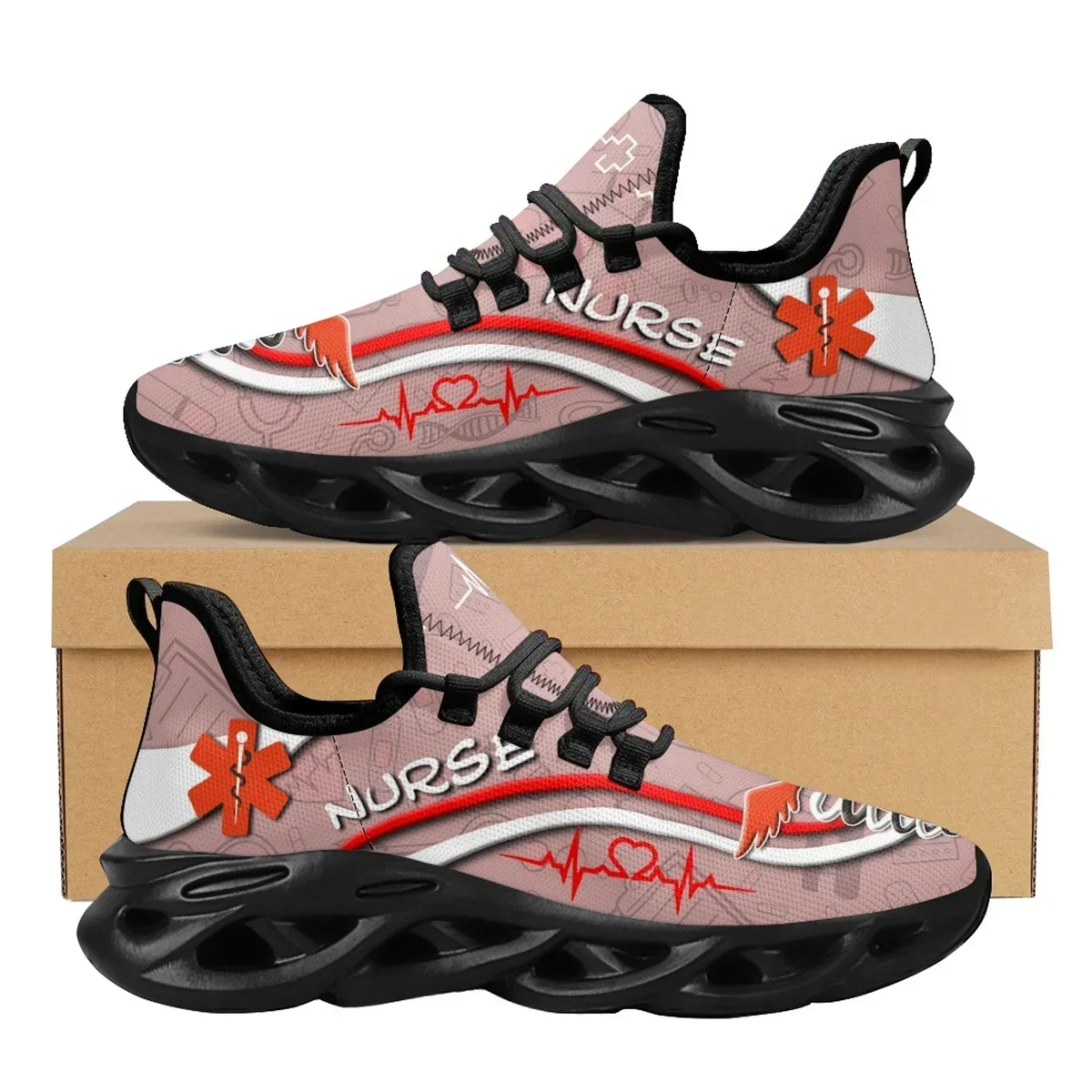 

Custom New Style Women Lace up Mesh Swing Shoes Nurse EMT Paramedic Design Platform Sneakers for Female Casual Footwear