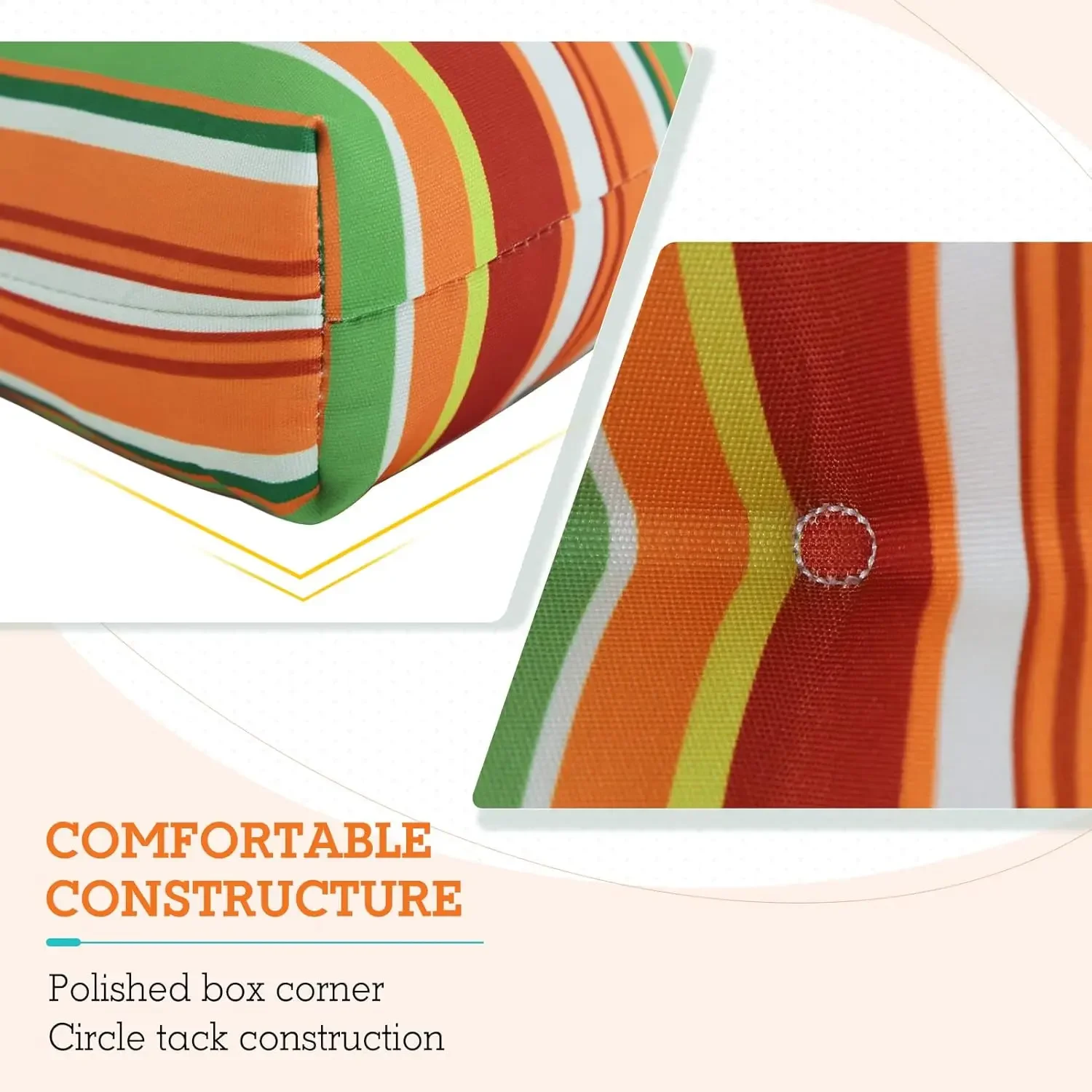 

[XMSJ]Tufted Outdoor/Indoor High Back Patio Chair Cushions, Set of 2, 46'' x 22'', Rainbow