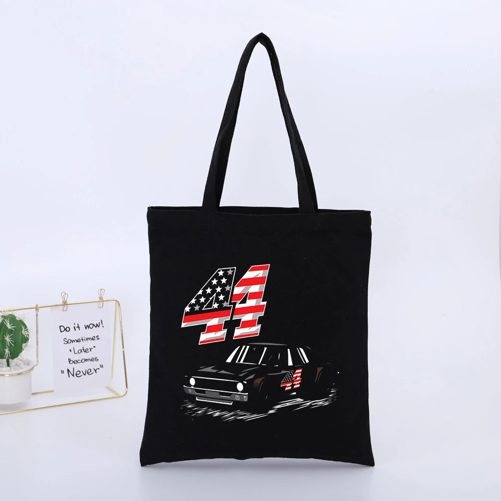 Racing Car and Number Print Canvas Tote Bag, Retro Style for Casual Daily Use