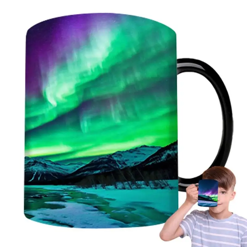 

Heat Changing Mug Novelty Ceramic Coffee Mugs Northern Light Heat Change Mug 350ml Sublimation Mugs Gradient Coffee Cup Heat