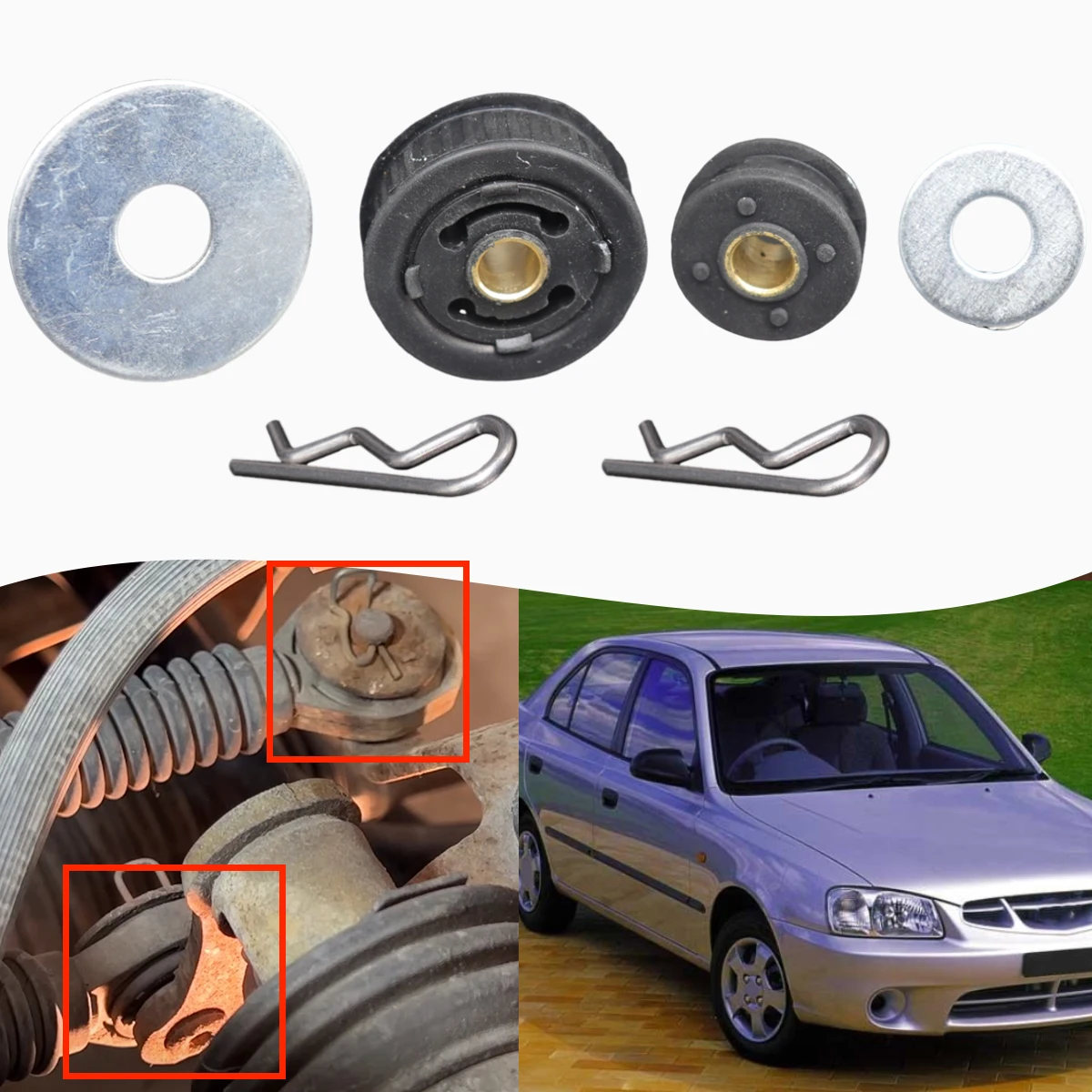 6pc Gear Shift Cable Lever Linkage Bushings Repair Kit for Hyundai Accent LC MC RB Rubber Replace Parts Washer Cotter Pin/Clip