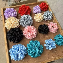 Korean Women Colorful Elastic Hair Bands Ties Hair Scrunchies Big Flower Satin Hair Rope Charms Horsetail Hair Accessories