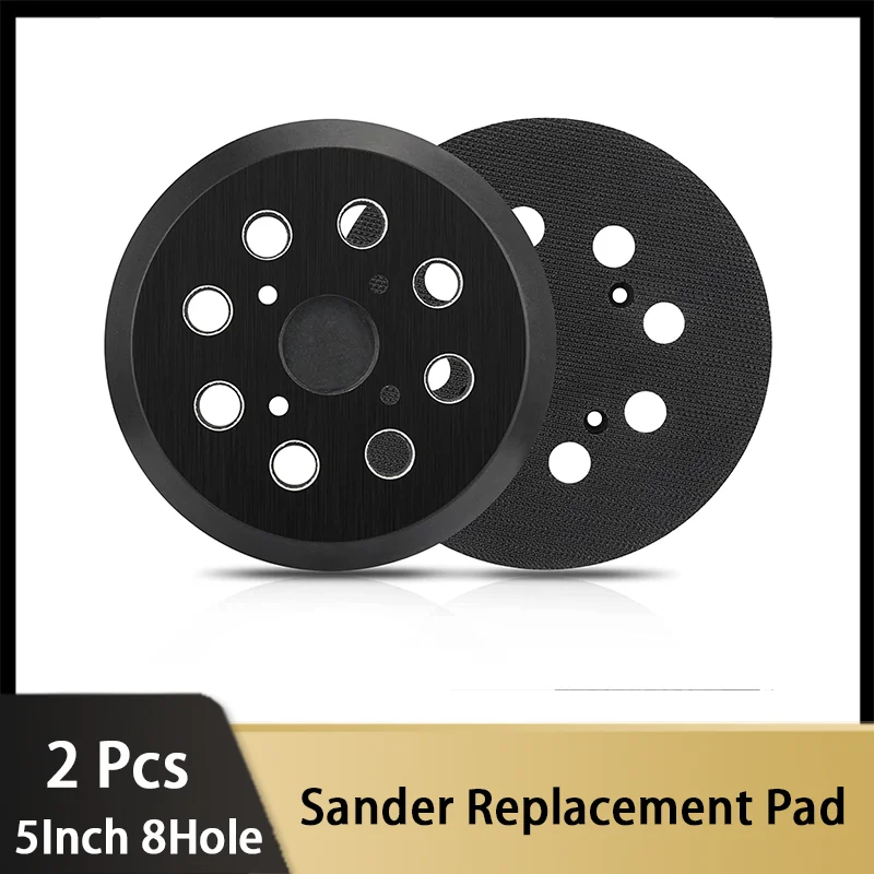 

5 Inch 8 Holes Sander Replacement Pad 2 Pcs Hook & Loop Orbital Sanding Backing Plate for Grinding Electric Grinder Power Tool