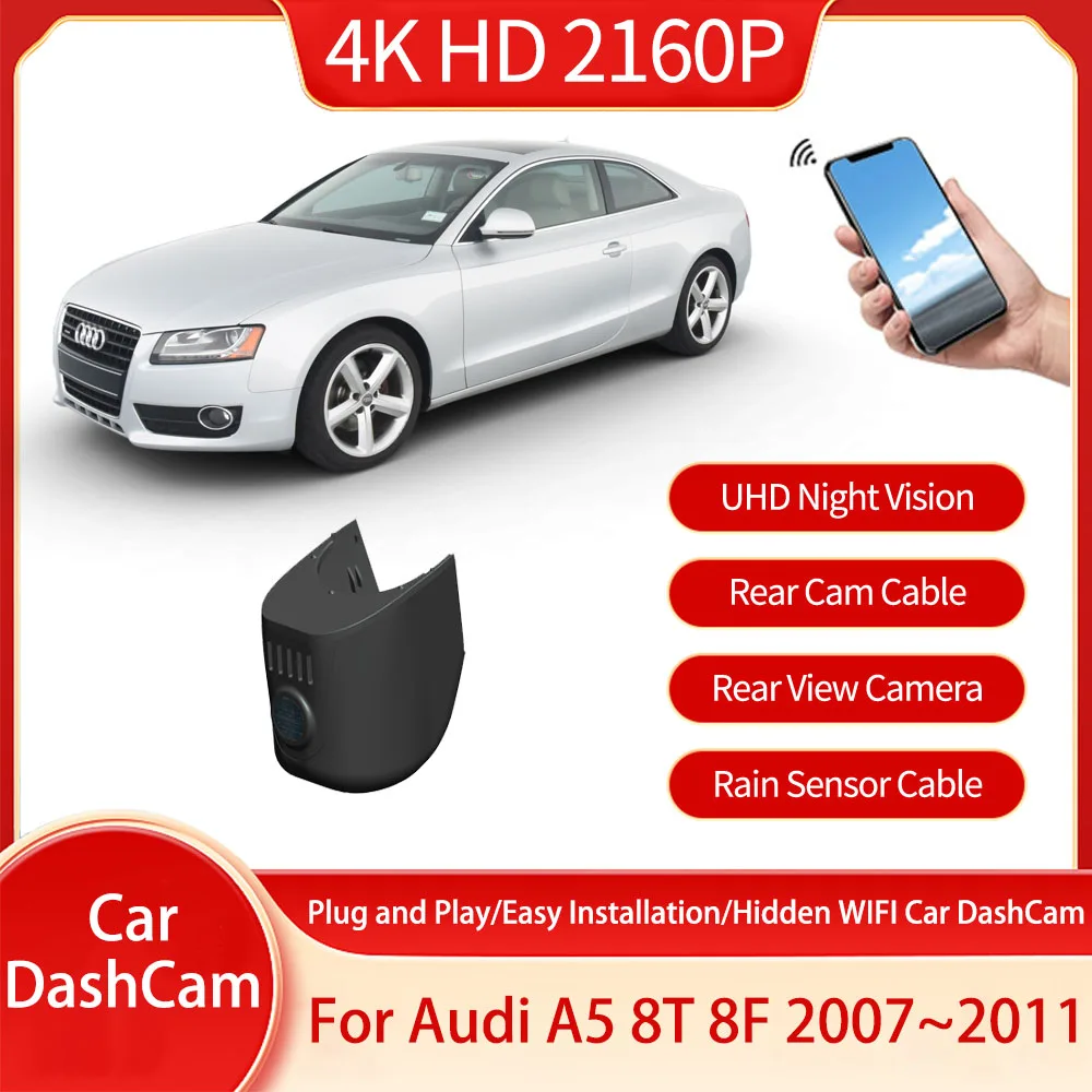 For Audi A5 8T 8F 2007 2008 2009 2010 2011 Dual Lens Front And Rear Camera Loop Video Hidden WIFI Driving Recorder Accessories