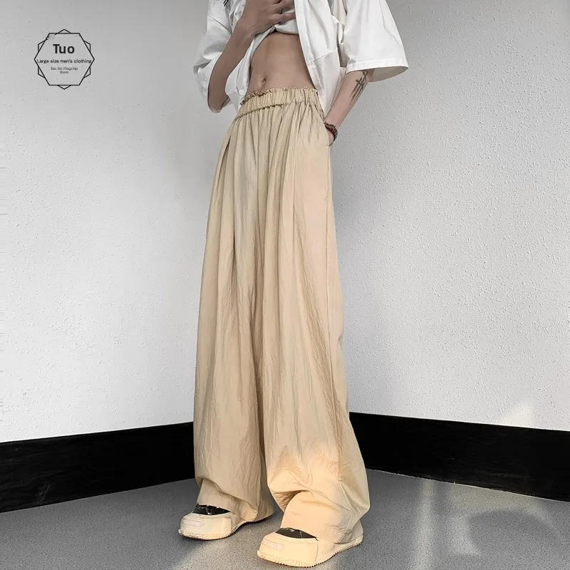 

Мужские брюки из ледяного шелка: летние, тонкие, струящиеся, широкие, повседневные, свободного кроя, винтажные, модные, брендовые, легкие