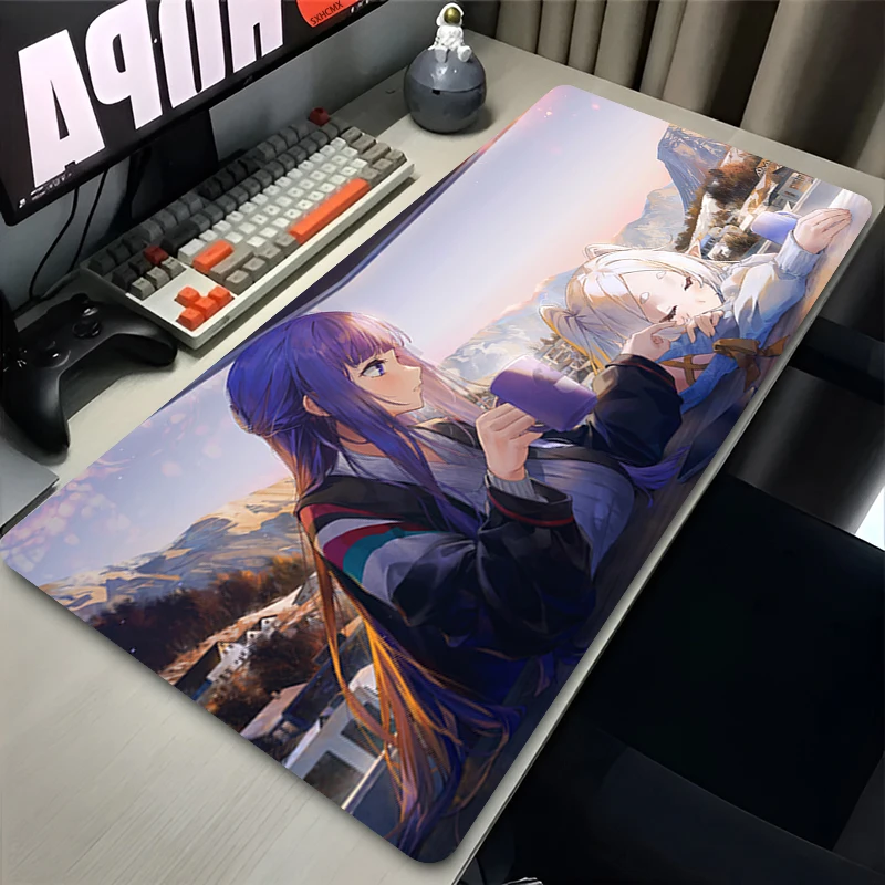 Mouse Pad XXL Kawaii Girl Fern Frieren At The Funeral Mausepad Large Laptop Gaming PC Accessories MousePad Rubber Anime Desk Mat