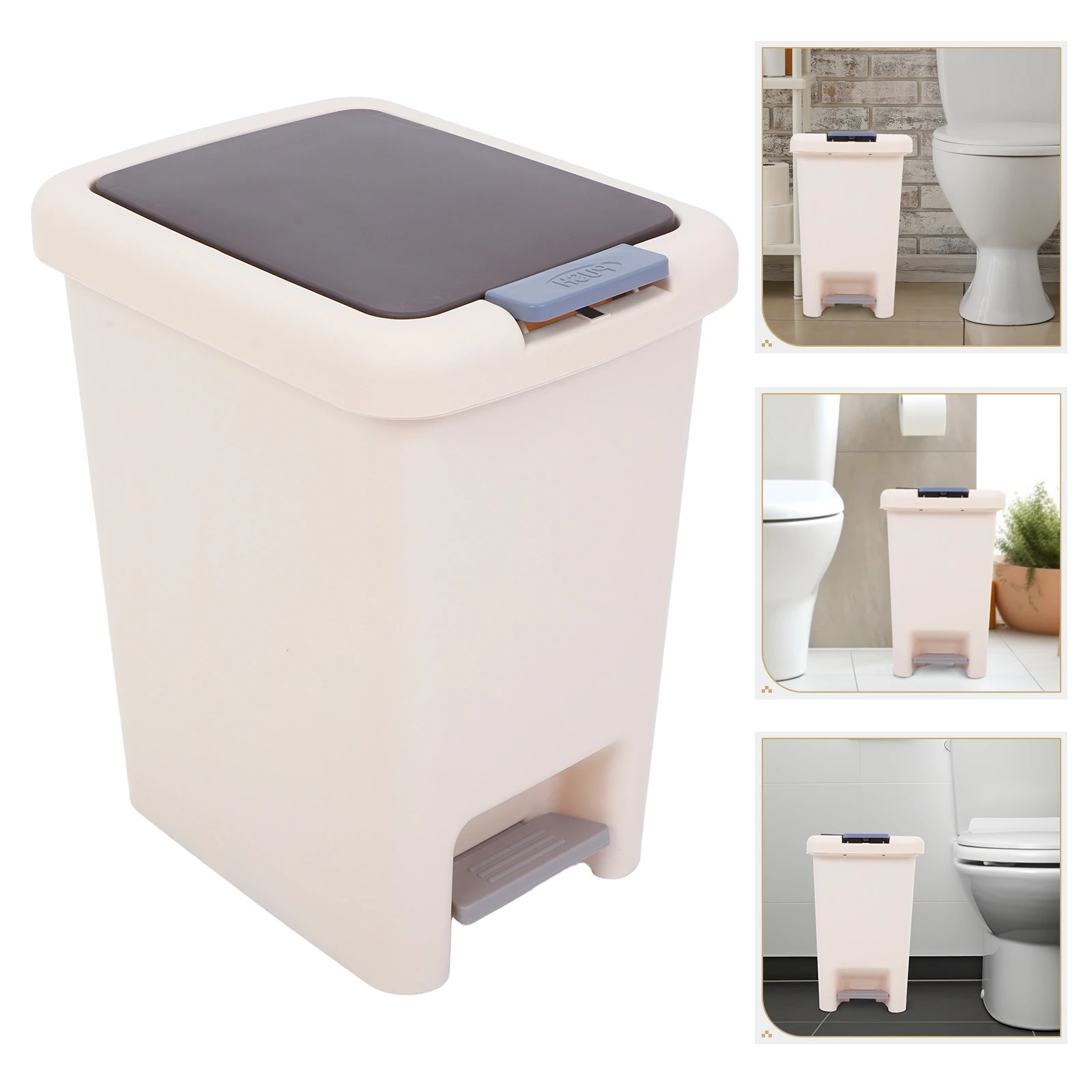 

8L Plastic Bathroom Trash Can Step On Foot Pedal Waste Bin For Home Bedroom Office Under Sink Kitchen Room Garbage Container
