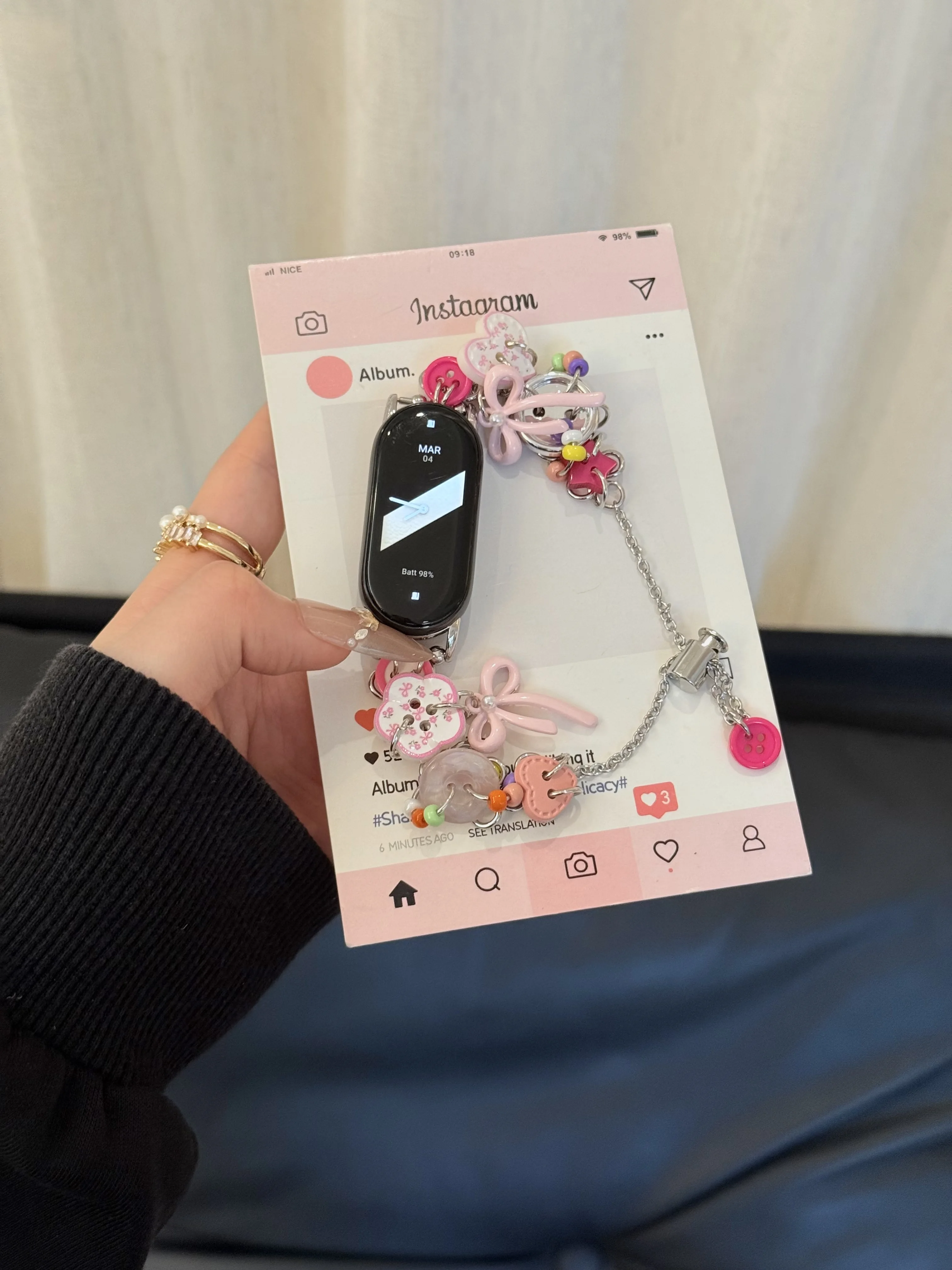 

Strap creative button chain suitable Xiaomi Band 8Pro/9Pro，For Mi band 3/4/5/6/7，8/8NFC/9/9NFC/10/10NFC，For Redmi Watch5/4/6