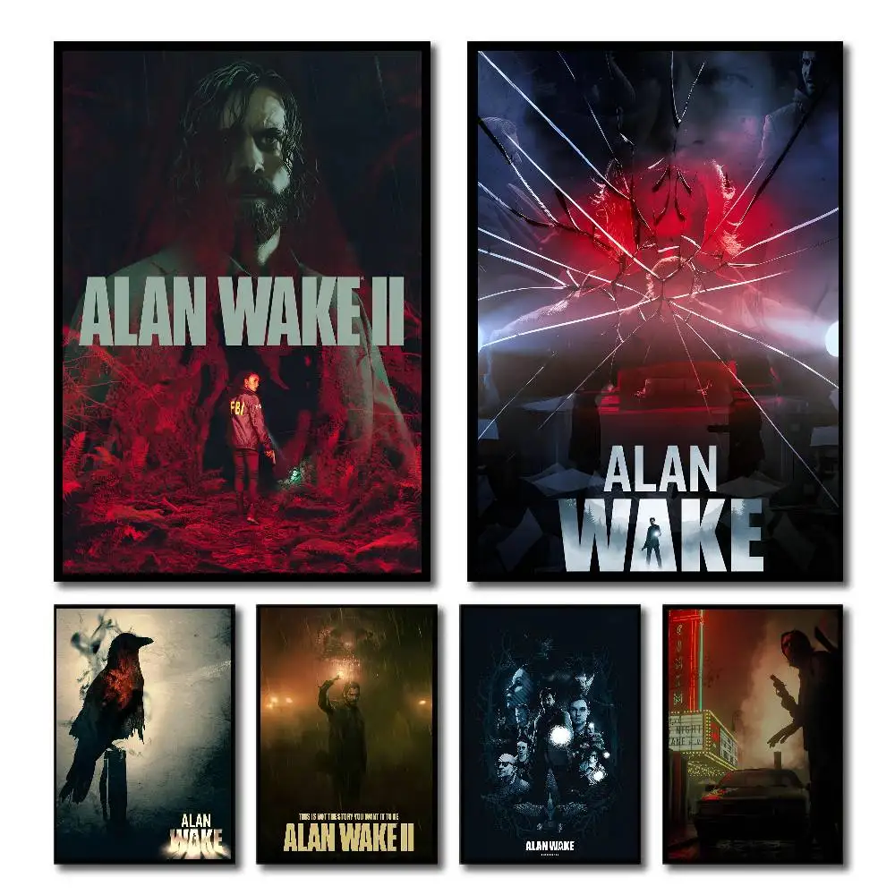 Alan Wake 2 Horror Poster Self-adhesive Art Room Entrance Restaurant Wall Decor Art Painting