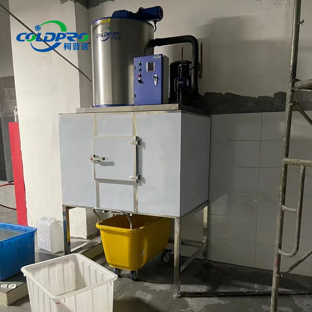 Commercial Industrial 8 Ton Flake Ice Machine Energy Saving PLC Motor High Productivity
