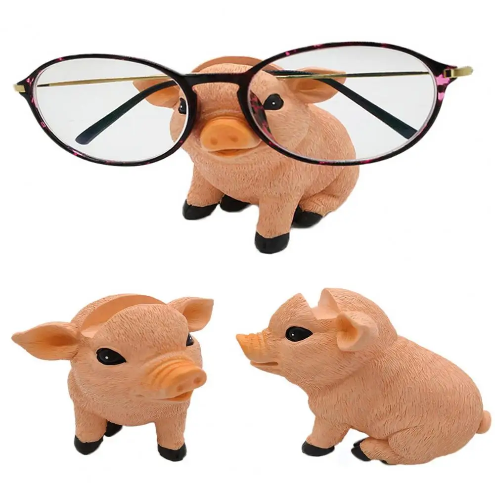 Novelty Eyeglass Holder Cute Pig Eyeglass Holder Resin Stand for Nightstand Desk Decor Shaped Sunglasses Display for Home Office