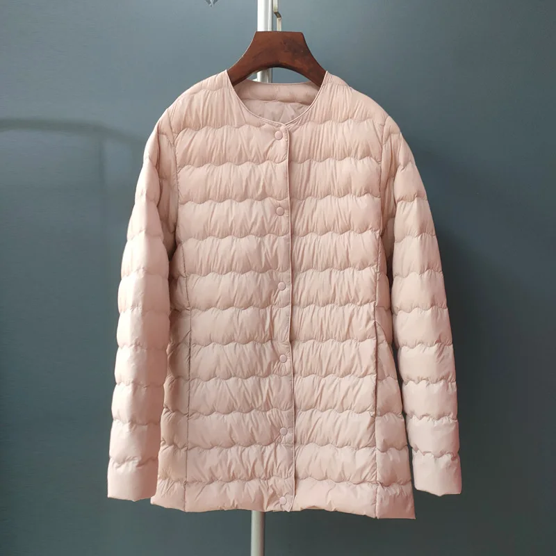 New Autumn Winter Warm Down Coat Women Light Thin White Duck Down Jacket Parkas Ladies Midi Long Bigsize Puffer Outwears