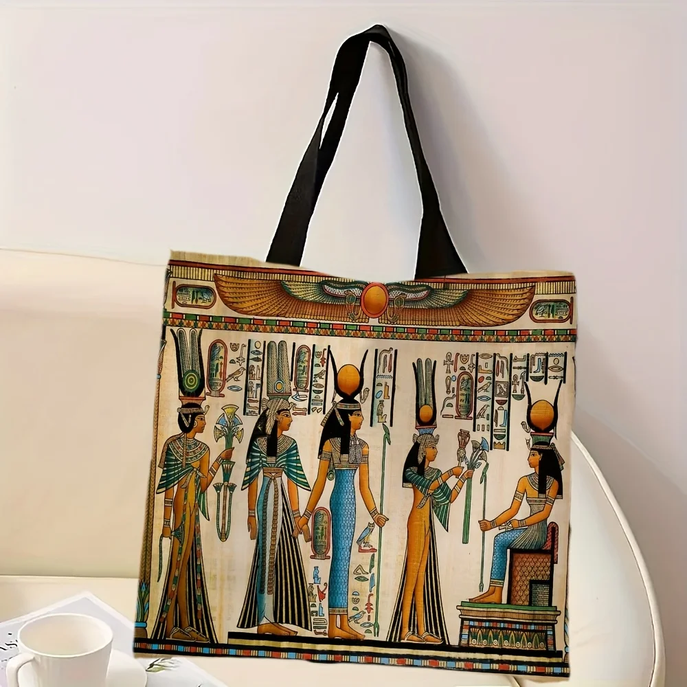 Ancient Egyptian Anubis Pharaoh  Tote Bag with Wristlet, Lightweight Shoulder Shopper Bag Large Capacity Travel Bag