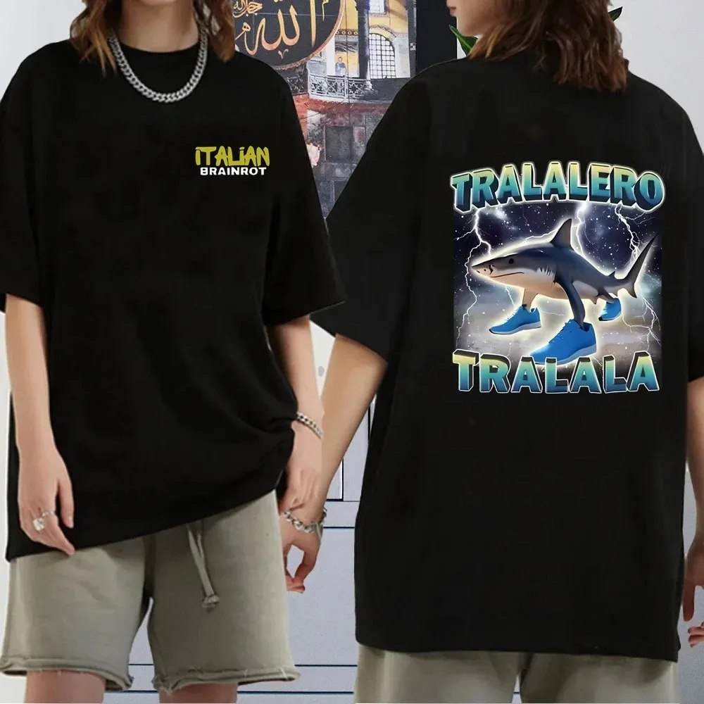 

Tralalero Tralala Bombardiro Crocodilo Tee Shirt Funny Italian Brainrot T-shirt Men Women Meme Print Tshirt