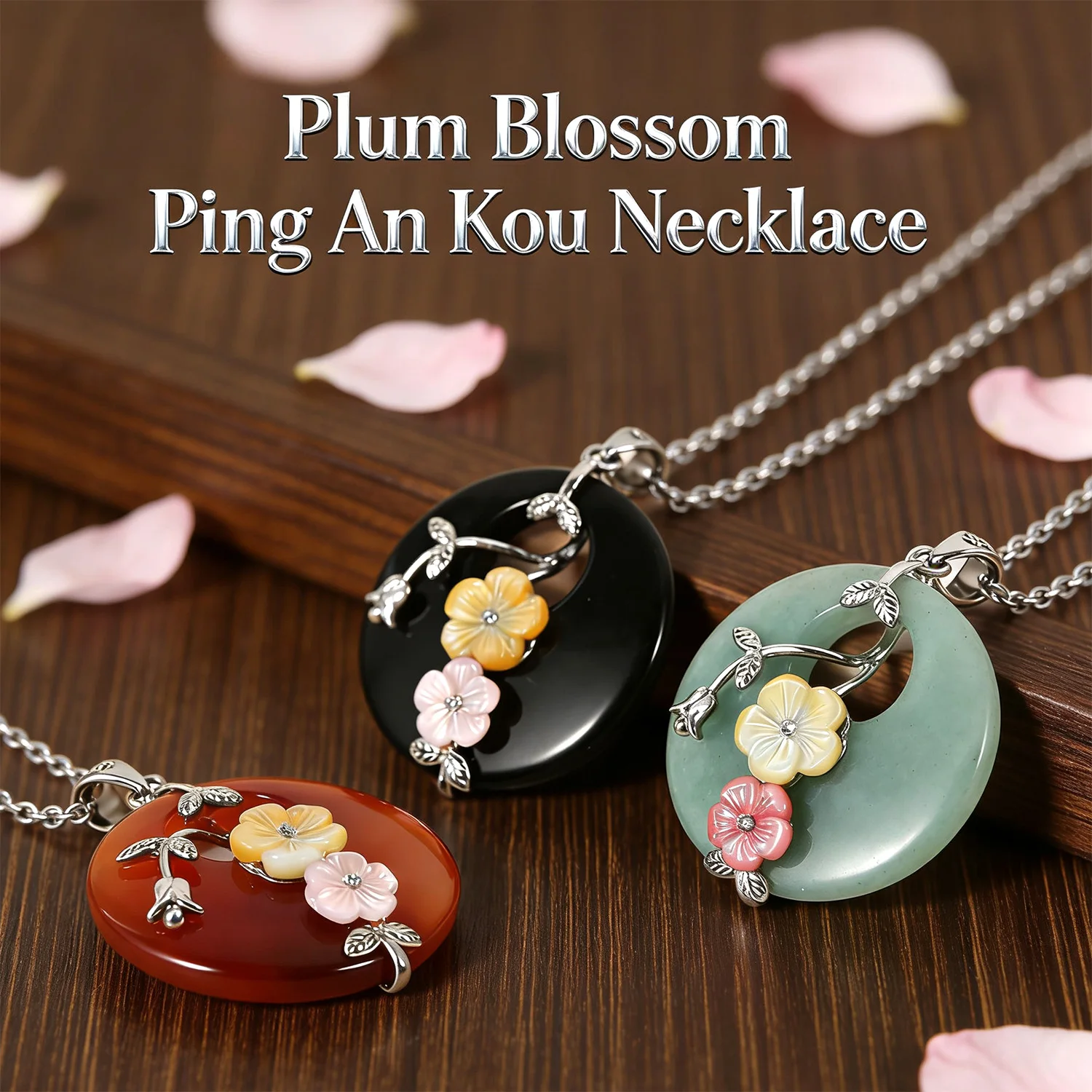 

New Product Chinese Style Natural Crystal Plum Blossom Peace Buckle Necklace, Fashionable and Creative Women's Jewelry Necklace
