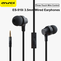 Awei 3.5mm Wired Earphones In-ear Headset Gamer Volume Control With Built-in Microphone Universal Earbuds For phone