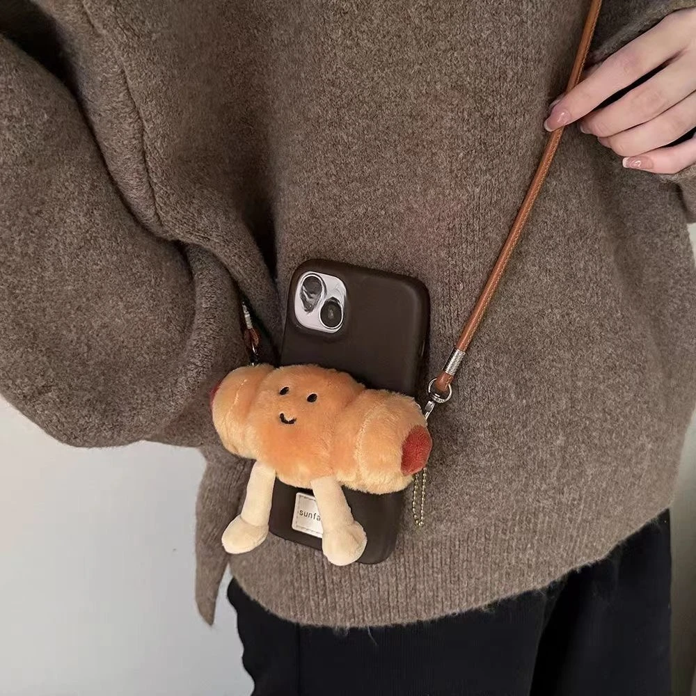 

Universal Phone Grip Strap with Cute Plush Charm, Hands-Free Extendable Lanyard for iPhone Samsung Mobile Phone Kawaii Accessory