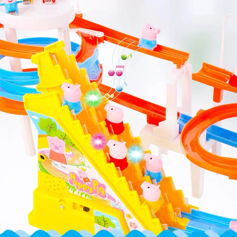 DIY Track Toy Climb Stairs For Boys Girls Children\'s Cartoon Ducks  Electronic Music Lights Toys Kids Funny Game Birthday Gifts